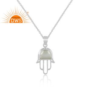 ร้อนขายปรับเงินสเตอร์ลิงธรรมชาติคริสตัลควอตซ์พลอย Hamsa ออกแบบจี้สร้อยคอเครื่องประดับที่กำหนดเองผู้ผลิต - Product Image 3
