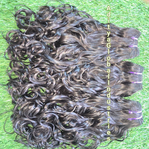 Extensions de cheveux indiens Remy non traités, cuticules alignées, bouclés et rebondissants, double trame, cheveux bruts du temple - Product Image 1
