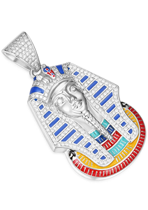 Colgante de Rey Egipcio en Oro de 14K y Chapado en Rodio con Moissanita y Detalles de Esmalte para Regalo - Product Image 5