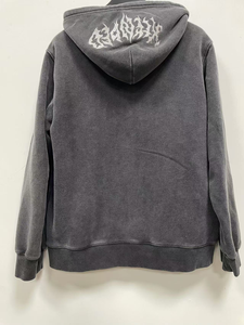 Logo personnalisé brodé 100% coton 500gsm robuste rue lavé à l'acide à double fermeture éclair sweat à capuche - Product Image 2