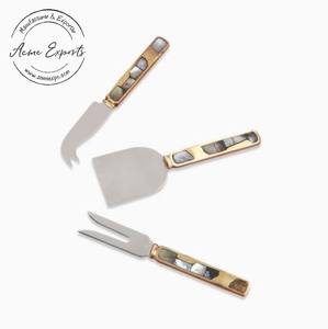 Juego de cuchillos de queso de lujo con asas con Incrustaciones de nácar Cubiertos duraderos elegantes Perfecto para servir queso Fiestas y regalos - Product Image 1
