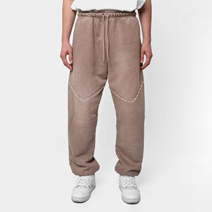 Pantalon de jogging droit décontracté pour homme grande taille, léger, en molleton 100 % coton, séchage rapide, respirant, avec cordon de serrage - Product Image 1