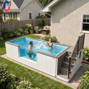 ชุดสระว่ายน้ำไฟเบอร์กลาสติดตั้งง่ายสำหรับสนามหลังบ้าน ทนทานต่อรังสียูวีและเป็นมิตรกับสิ่งแวดล้อม เพื่อความสนุกสนานและการพักผ่อนของครอบครัว - Product Image 1