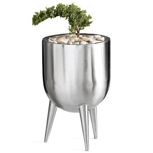 Macetero de Metal Negro con Soporte de Madera, Diseño Moderno Vintage, Acabado con Recubrimiento de PE, Duradero para Decoración del Hogar y Jardín - Product Image 6
