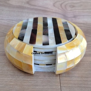 Posavasos de mármol blanco Natural redondos hechos a mano de lujo 6 uds. Posavasos de latón elegantes para el hogar y la Mesa al por mayor - Product Image 5