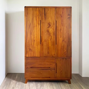 Armario de Estilo Nórdico Moderno, Sostenible y Duradero, de Madera de Teca con Patas Cónicas, 4 Puertas y 2 Cajones, para Dormitorio y Uso en Hoteles - Product Image 1