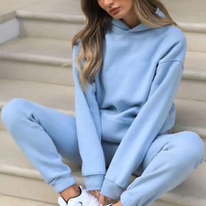 Light Blue <b>Women</b> Relaxed Oversized <b>Hoodie</b> Cotton Fleece Pullover Streetwear <b>for</b> Wholesale with Custom Branding - Product Image 4