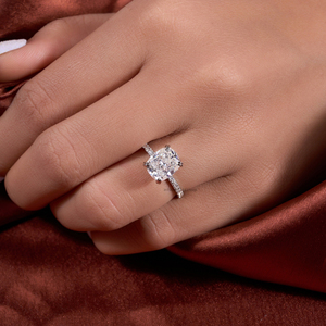 แหวนเพชรโมอิสสี VVS1แบบ3 CT แหวนแต่งงานสุดหรูแหวนหมั้นรัศมีที่ซ่อนอยู่สง่างามสำหรับเธอ - Product Image 3