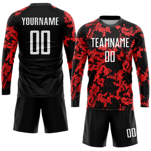 Uniformes de fútbol de manga larga por sublimación OEM ODM para hombres y jóvenes, conjuntos de camisetas de fútbol de poliéster personalizadas de secado rápido - Product Image 3