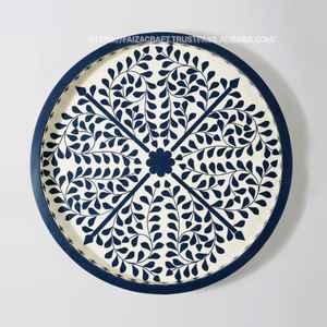 Mini bandeja de madera de resina con incrustaciones de hueso geométrico personalizado con perla de mármol de bambú acrílico para servir o bandeja de comida decorativa para el hogar - Product Image 1