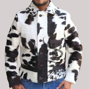 Chaqueta de piel de vaca para hombre, chaqueta de piel de vaca regular de manga larga, para exteriores, novedad - Product Image 1