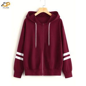 Venta al por mayor logotipo personalizado de Color liso, cremallera sudaderas con capucha de gran tamaño en blanco de moda sudaderas con capucha de manga larga sudaderas con capucha - Product Image 4