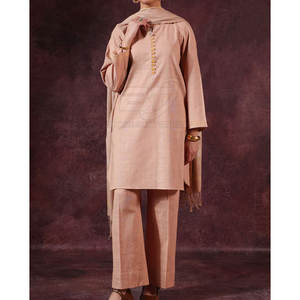 Ensemble Kurta Shalwar ethnique pour femmes pakistanaises, robe 3 pièces, Kurta décontractée, pantalon, Dupatta en taille adulte - Product Image 3