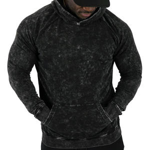 2025 poids lourd personnalisé imprimé 100% coton hiver hommes pull à capuche lavage à l'acide pulvérisé recadrée col haut sweat - Product Image 4