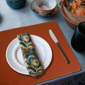 Elegant Smooth Genuine Leather Place <b>Mat</b> for Restaurant Dining Table Non <b>Slip</b> Waterproof Smell Proof Heavy Duty Casual LPM-0063 - Product Image 1