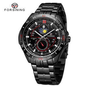 FORSINING 8238 calendario a due quadranti in acciaio inox da uomo meccanico automatico orologi da polso lunari di lusso Sport <span class=keywords><strong>orologio</strong></span> maschile - Product Image 4