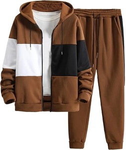 Survêtements pour hommes personnalisés, blocs de couleur, respirants, décontractés, ensembles de survêtements à manches longues, sweats à capuche et pantalons de survêtement à fermeture éclair intégrale - Product Image 1