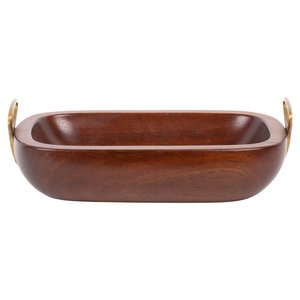 Bol de bateau en bois d'acacia fait à la main avec poignée en laiton pour servir des collations Salades Fruits lors des fêtes-Spruce Exportations - Product Image 5