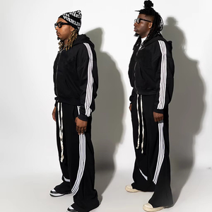 Personalizado de gran tamaño Zip Hoodie Pants Set 500gsm Heavyweight 100% algodón Streetwear Puff diseño de impresión para los hombres para el invierno - Product Image 5