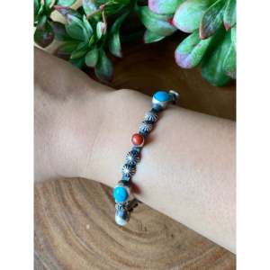 Chimney Butte Multi-Stone & Sterling Silver Cuff Bracelet Fashionable Stone & Silver Bangle for Women - Product Image 2