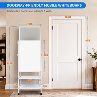Tableau blanc mobile double face réglable en hauteur avec plateau de rangement