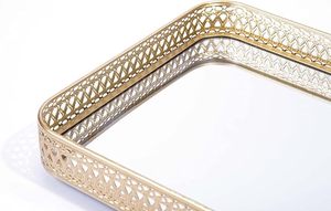 Bandeja de espejo de tocador, bandeja de joyería decorativa para baño, dormitorio, sala de estar, hogar y Hotel, bandeja de cena hecha por Metal Overseas - Product Image 4