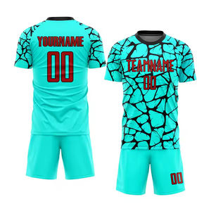 ชุดฟุตบอลผู้ชายขายส่ง ชุดยูนิฟอร์มพร้อมโลโก้สั่งทำ ระบายอากาศได้ดี แห้งเร็ว น้ำหนักเบา เสื้อเจอร์ซีย์ฟุตบอลแบบสั้น ชุดกีฬาสำหรับทีมสโมสร แข่งขัน - Product Image 1