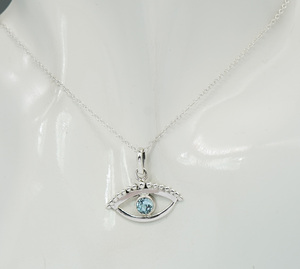 Pendentif en argent sterling massif 925 avec topaze bleue à facettes naturelles mois de décembre pierre de naissance - Product Image 5