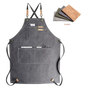 Uniforme de camarero unisex con logotipo personalizado para Cocina, Bar, restaurante, babero, delantal, lona de algodón sin mangas, personalizable - Product Image 3