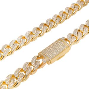 Cadena cubana helada, joyería de Hip Hop chapada en oro en plata de ley S925 con cadena de eslabones cubanos de diamante VVS Moissanite para hombres - Product Image 2