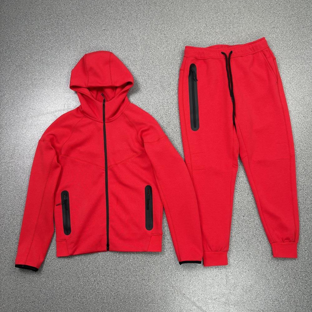 red tech fleece tracksuit