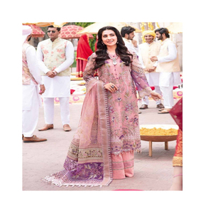 Filet de Style indien et pakistanais avec broderie travail Salwar Kameez costume pour femmes robe de Style musulman lourd 2023 - Product Image 1