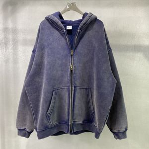 Vente en gros sweat à capuche zippé personnalisé avec lavage à l'acide sweat à capuche en polaire unisexe surdimensionné sweats à capuche délavés à l'acide pour hommes et femmes - Product Image 1