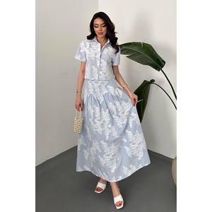 Ensemble chemise bleue et jupe corset - Bleu - Product Image 2