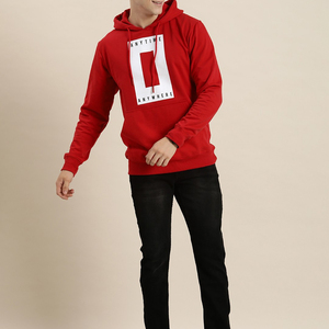 Sudaderas con capucha de Otoño de algodón 100% de Color rojo personalizado de gran tamaño French Terry Digital ecológico transpirable 2025 Diseña tu propia calidad - Product Image 4