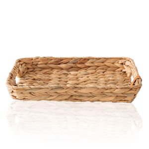Bandeja tejida Bandeja de almacenamiento de mimbre de madera rectangular tejida a mano para café/desayuno/postre/fruta/Pan Color primario por HF CRAFTS - Product Image 1
