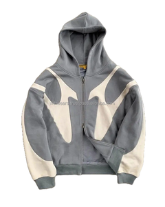 Sweat à capuche personnalisé en tissu pour hommes, coton décontracté, surdimensionné, fermeture éclair, logo en relief pour unisexe, personnalisé, 500 g/m², 400 g/m², 350 g/m² - Product Image 1