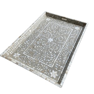 Plateau de service rectangulaire en nacre de haute qualité, élégant, incrusté d'os, couleur personnalisée, artisanat royal, vase de table - Product Image 4