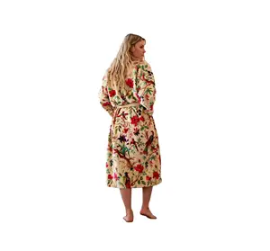 Хлопковое бархатное Повседневное платье-кимоно от ИНДИЙСКОГО Производителя