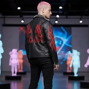 Chaqueta de Cuero Genuino para Hombre con Tachuelas de Llama, Diseño Reversible, Chaqueta de Piel de Vacuno para Todas las Temporadas - Product Image 5