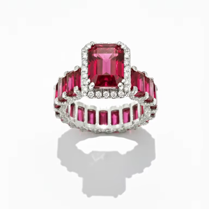 แหวนพลอยสีชมพูสุดหรู ผลิตจากห้องปฏิบัติการ  ทองคำแท้ 10K 14K 18K สีขาว  ออกแบบตามสั่ง  เครื่องประดับอัญมณีชั้นดีสำหรับผู้หญิง สำหรับงานหมั้นและงานแต่งงาน - Product Image 6