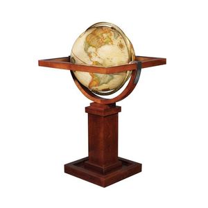 Elegante artículo de decoración de globo hecho de madera con encanto del viejo mundo y características cartográficas globales para oficinas en casa - Product Image 3