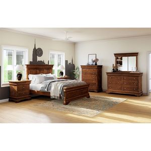 Cama de madera maciza de finales del siglo XX en artesanía de calidad marrón con diseño tallado a mano estilo tradicional - Product Image 2