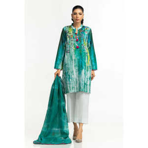 Élégant ensemble 3 pièces vert imprimé pour femme, longueur genou, orné de diamants, design tendance grande taille, idéal pour le bureau ou les dîners, disponible du XS - Product Image 3