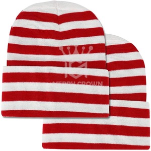 Premium Custom Made Winter Jacquard Stripes Beanie Sombreros Gorro de lana orgánica Gorro Premium Beanie Sombreros al por mayor para la playa - Product Image 1