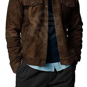 2025 Men's Custom Color <b>Suede</b> Leather Winter <b>Jacket</b> 100% Cow Skin Stand Collar Front Logo Breathable Windproof Eco-Friendly High - Product Image 5