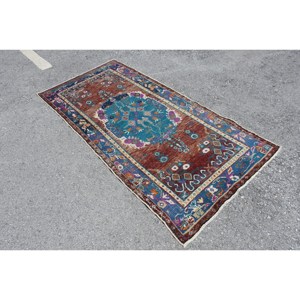 Alfombra turca clásica marrón azul de área grande 3,6X7,6 pies lana látex Rectangular Patchwork para sala de estar pasillo alfombra de habitación - Product Image 2