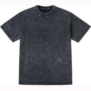 T-shirts grande taille pour hommes de style décontracté 100% coton délavé à l'acide coupe ample propre cou impression de logo personnalisé surdimensionné - Product Image 1
