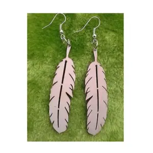 Long Feather Design Wooden Fashion Earring For Party Wear Daily Use Wedding Function With High Quality Stylish Fashion Earrings