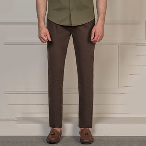 Pantalones pitillo formales informales de algodón 100%, Pantalones chinos tejidos rectos de cintura media con cremallera y botones clásicos para hombre al por mayor con logotipo personalizado - Product Image 6